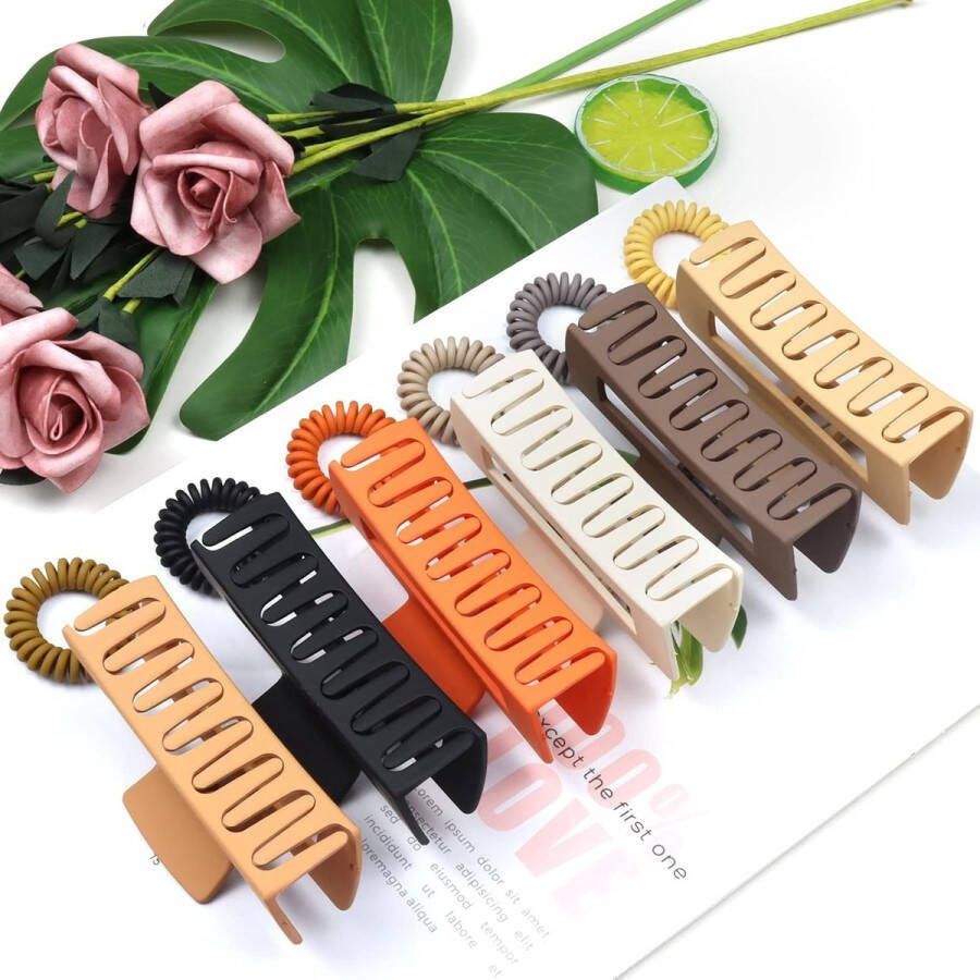 Haarklemmen voor Massief Dik Haar Antislip Mat Rechthoekig Plastic Groot Haarspelden voor Dames en Meisjes (6 Kleuren)-B