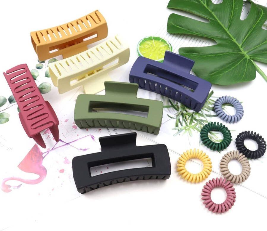 Haarklemmen voor Massief Dik Haar Antislip Mat Rechthoekig Plastic Groot Haarspelden voor Dames en Meisjes (6 Kleuren)-C