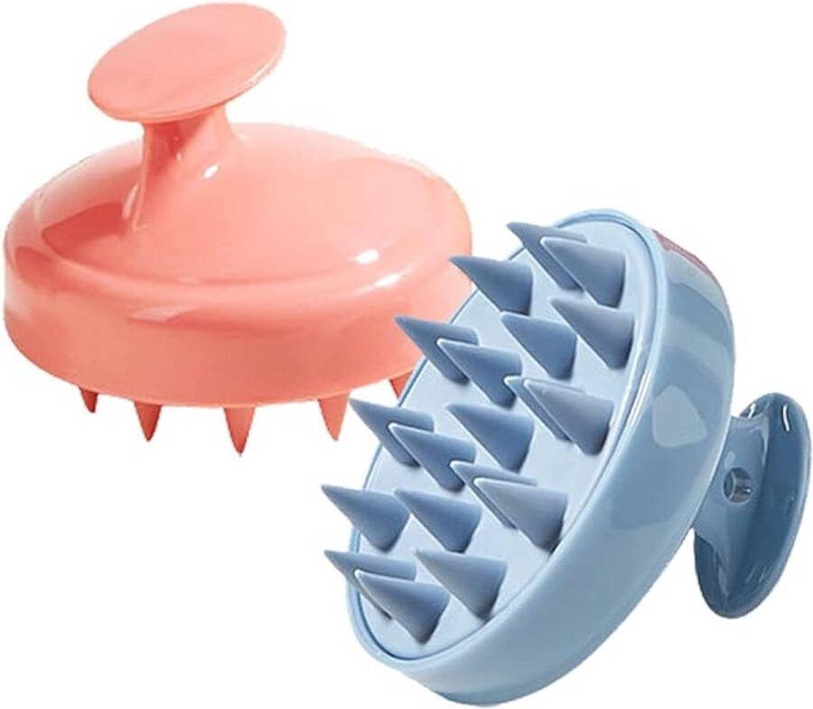 Haarmassageborstel 2 stuks siliconen kam verzorging haarwortel voor peeling en hoofdmassage hoofdhuid massageborstel shampoo borstel stimuleert de haargroei (blauw)