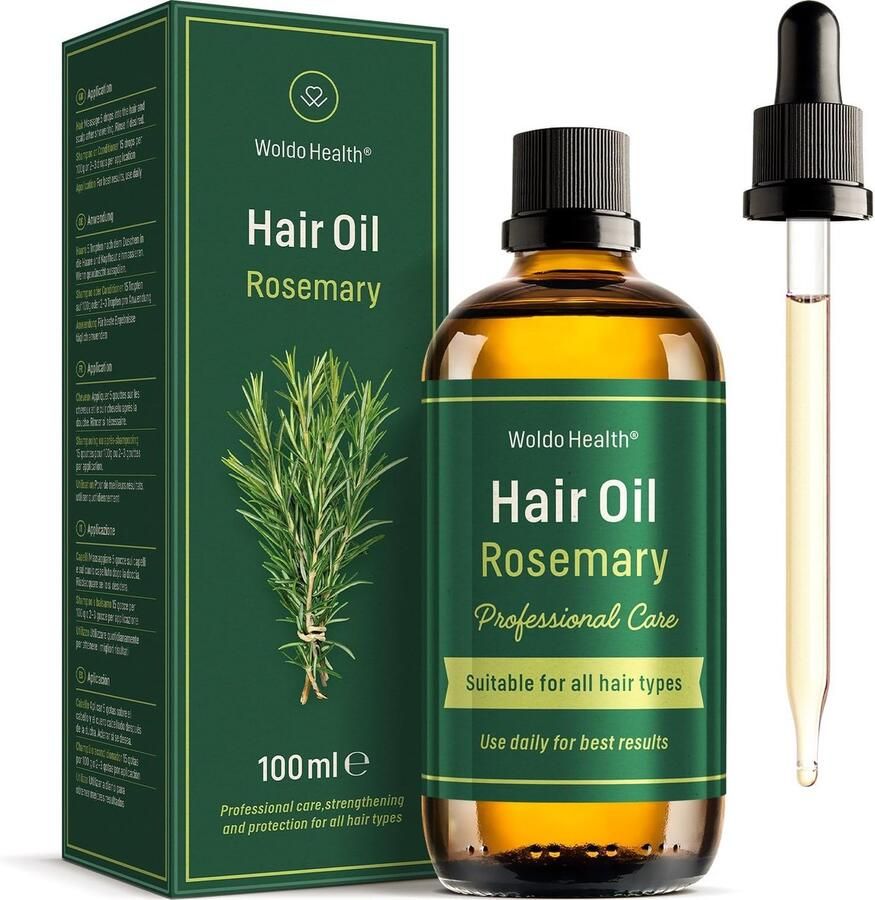 Haarolie met rozemarijnolie biotine vitamine E & B7-100ml met pipet voor eenvoudige dosering