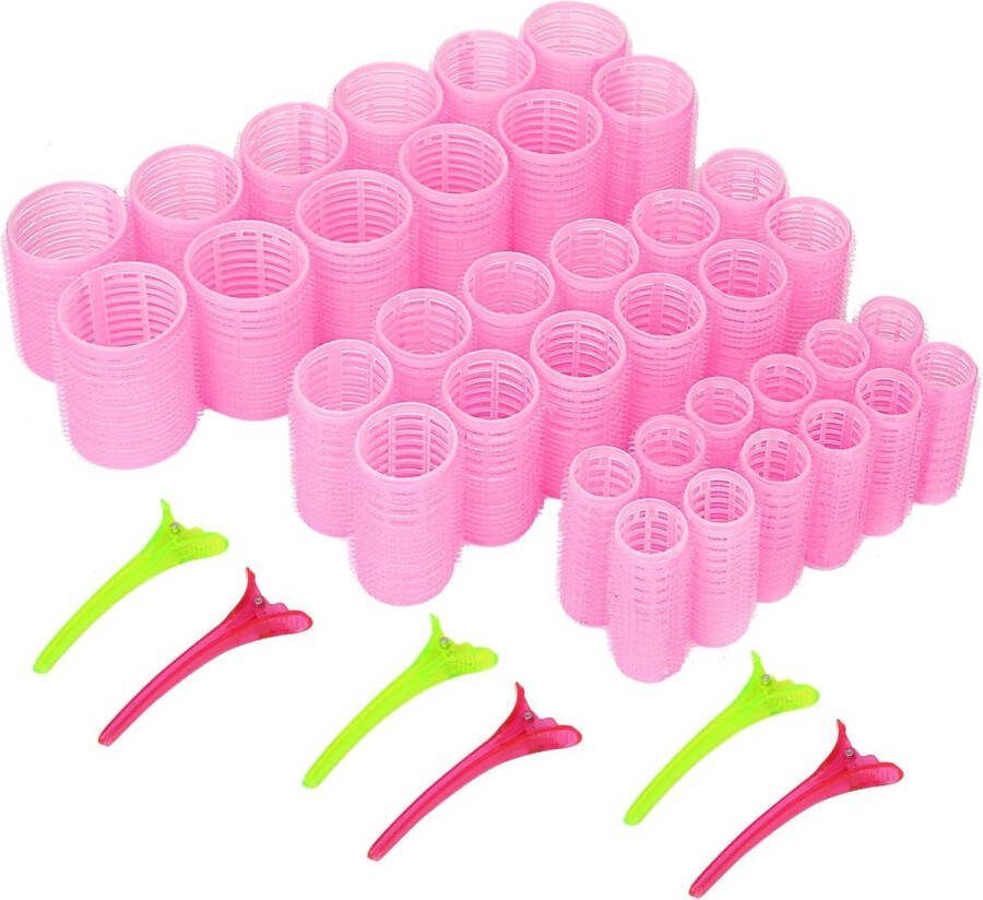 Haarrollers 36 Stuks Self Grip Hair Rollers en 6 Kunststof Eend Tanden Haarclips Kappers Krulspelden Krullen Haar Styling Tool voor Vrouwen Mannen en Kinderen