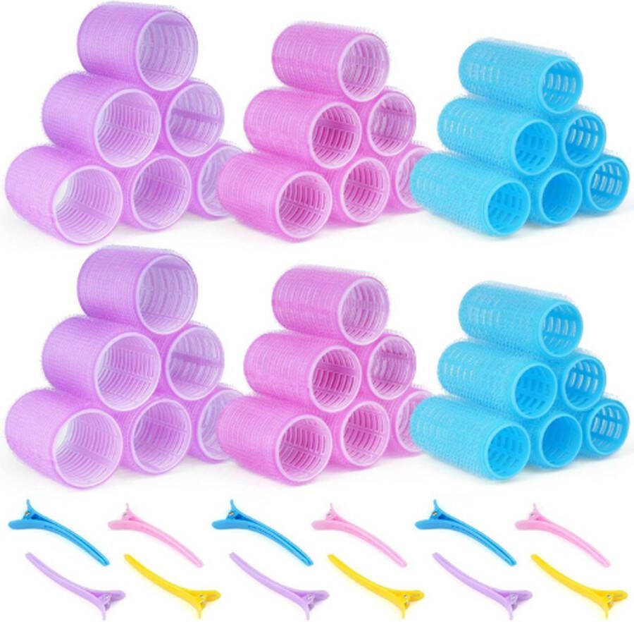 Haarrollers 36stuks Hair Rollers Haarkruller 12 Haarklemmen Krulspelden Verschillende Maten Roller Heatless Curls 3 Verschillende Maten