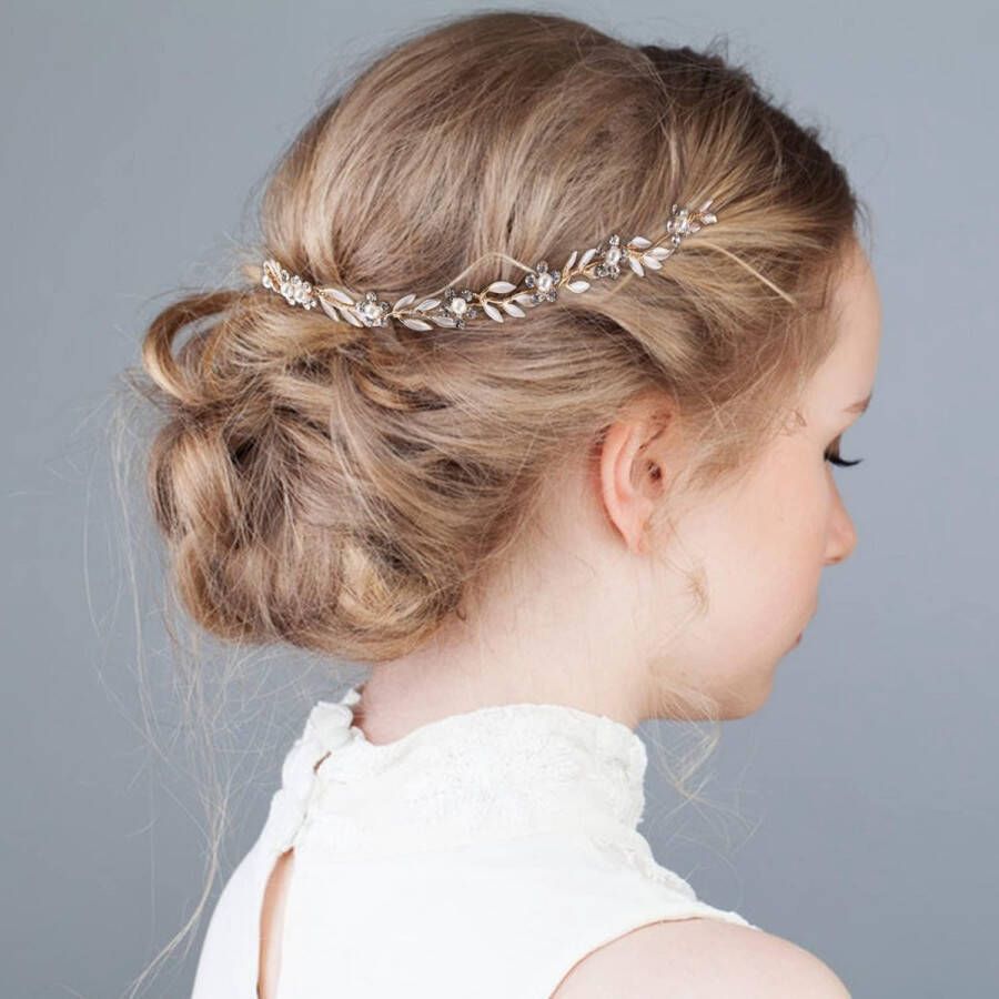 Haarsieraad voor bruiloft boho bruid haarsieraad haarband dames vintage hoofdtooi bruid bruidssieraden haar communie haarsieraad met bladeren en kristal voor vrouwen meisjes