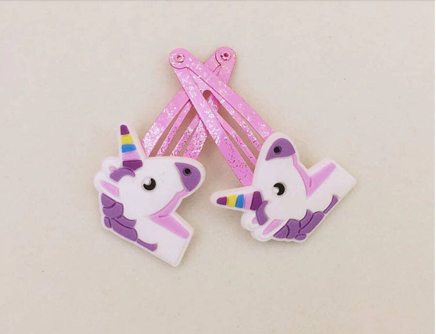 Merkloos Sans marque Haarspeldjes Glitter Eenhoorn Unicorn Roze Haarclips Voor Meisjes 4 Stuks Hoofd Paars