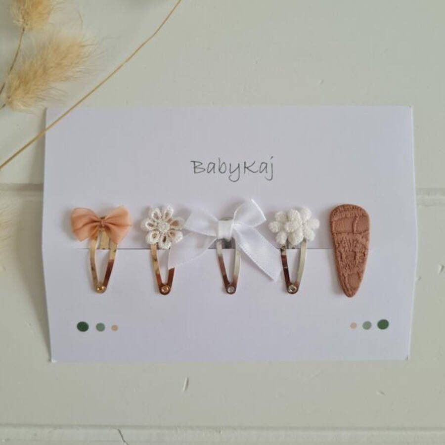 Haarspeldjes ''Juna haarclips babyspeldjes 3cm bloemen natureltinten