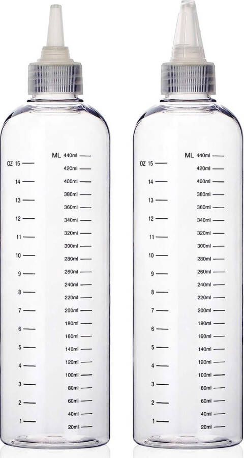 Haarverfflessen 500 ml 2 stuks haarverf knijpfles met gegradueerde verhouding meetschaal