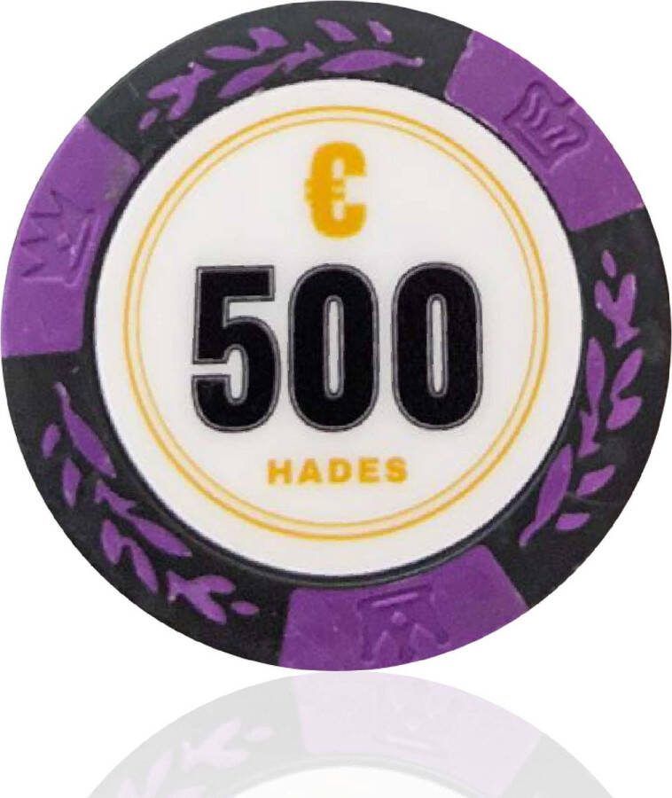 Mec Hades Cashgame Classic Poker Chips €500 paars (25 stuks) pokerchips pokerfiches poker fiches clay chips pokerspel pokerset poker set