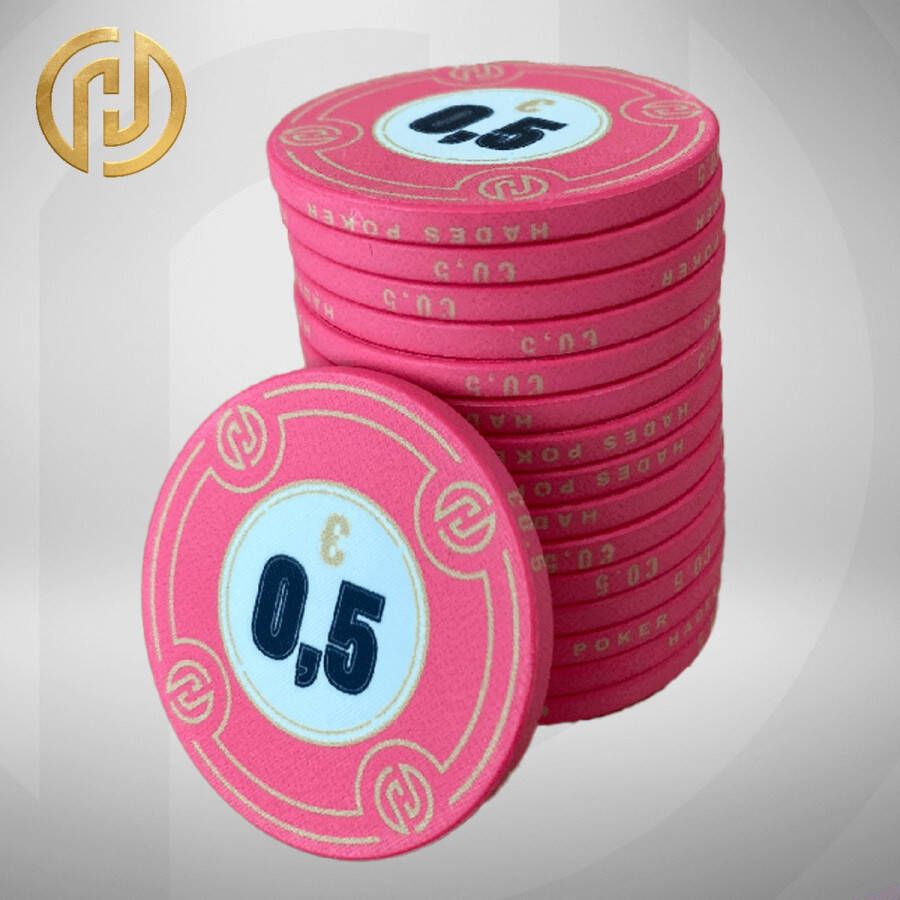 Mec Hades Cashgame Deluxe Poker Chips €0 50 roze (25 stuks) pokerchips pokerfiches poker fiches keramisch pokerspel pokerset poker set