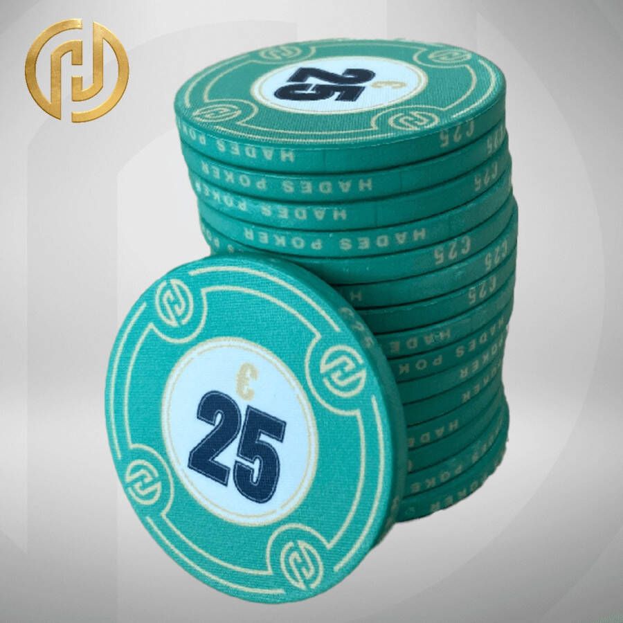 Mec Hades Cashgame Deluxe Poker Chips €25 groen (25 stuks) pokerchips pokerfiches poker fiches keramisch pokerspel pokerset poker set
