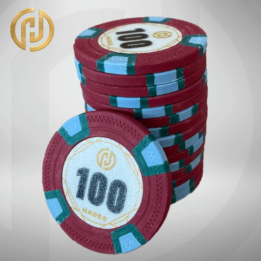 Mec Hades MTT Classic Poker Chips 100 donkerroze (25 stuks) pokerchips pokerfiches poker fiches clay chips pokerspel pokerset poker set