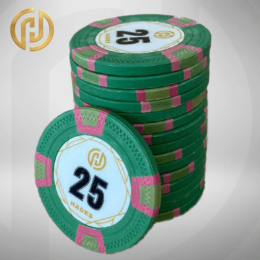 Mec Hades MTT Classic Poker Chips 25 groen (25 stuks) pokerchips pokerfiches poker fiches clay chips pokerspel pokerset poker set