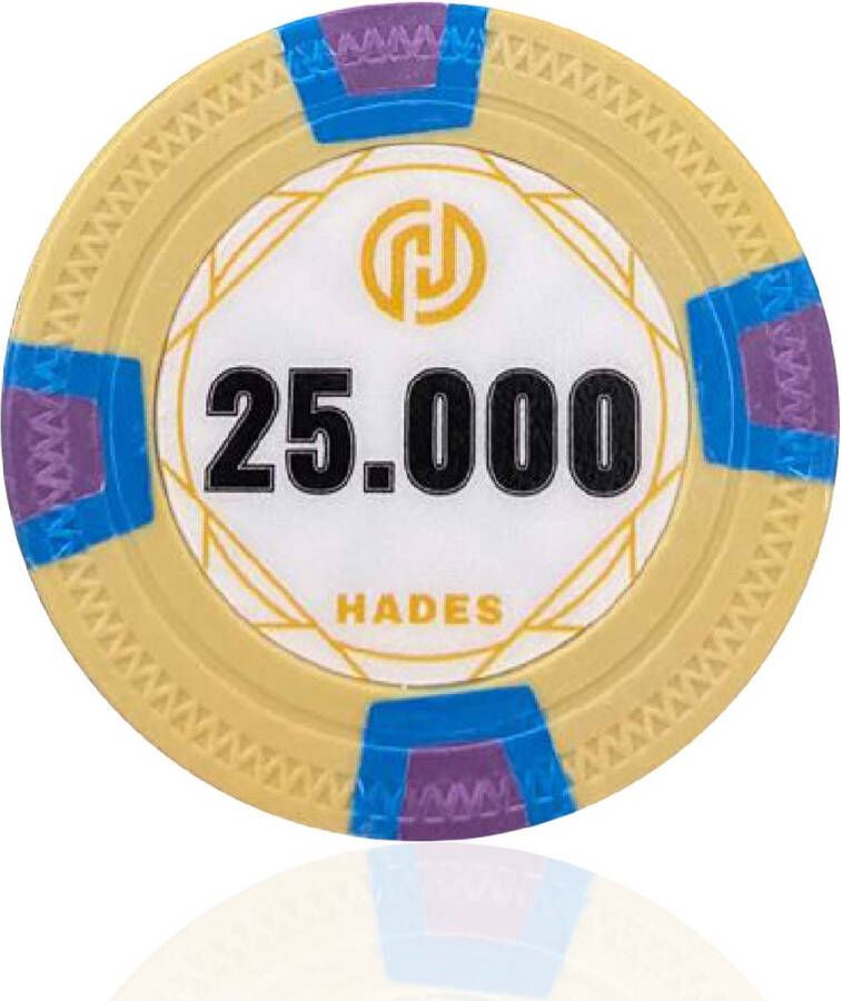 Mec Hades MTT Classic Poker Chips 25.000 geel (25 stuks) pokerchips pokerfiches poker fiches clay chips pokerspel pokerset poker set