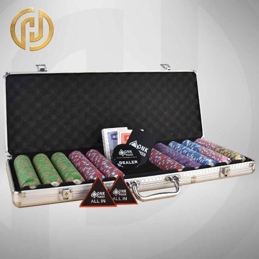Mec Hades MTT Classic Pokerset 500 Poker Chips Compleet pokerkoffer pokersets pokerfiches pokerchips poker kaarten pokerkaarten dealerbutton all in button cut card