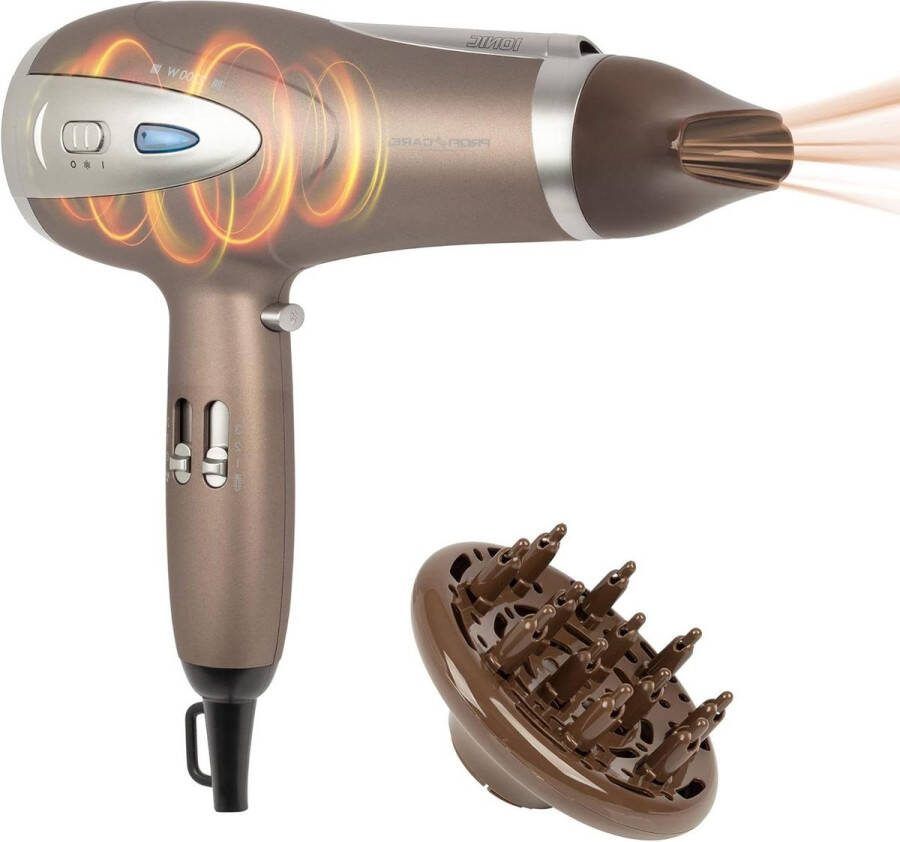 Hair Dryer with Ionisation Function and Cool Shot 2200 W Extra Light Travel Hair Dryer 3 Levels 2 Blow Levels Diffuser and Shape Nozzle PC HTD 3113 fohn met diffuser