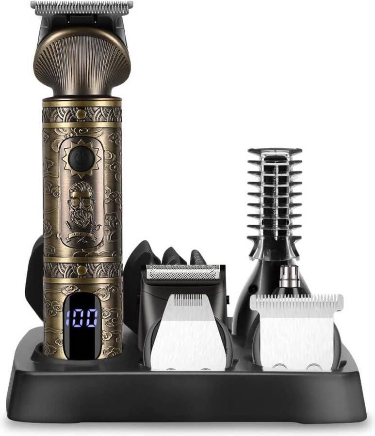 Hair Trimmer Set Professionele T-vormige Trimmer voor Mannen Precisie Baard Trimmer Shaver Neus en Body Hair Trimmer 7 in 1 Neustrimmer