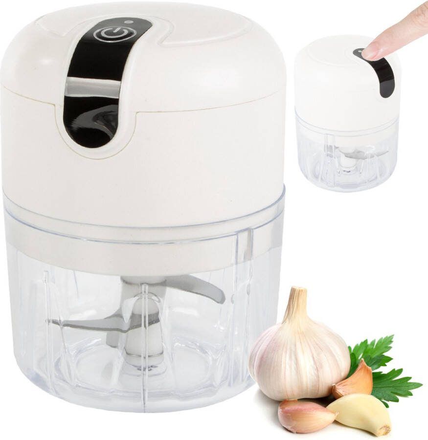 Hakmolen Mini Elektrisch Oplaadbaar Mini Portable Chopper 250ml Wit Groentesijder Uien Knoflook Kruiden