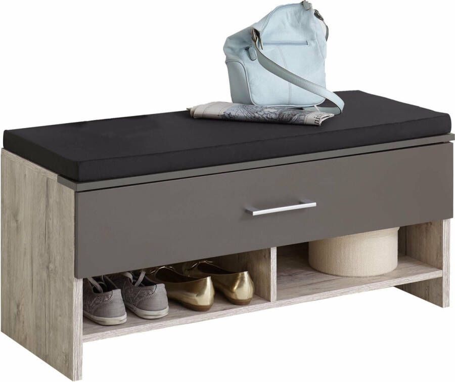 Halbank Georgia Lava Zandeiken 4 paar schoenen Breedte 100 cm Hoogte 42 cm Diepte 38 cm Met lades Zonder deuren