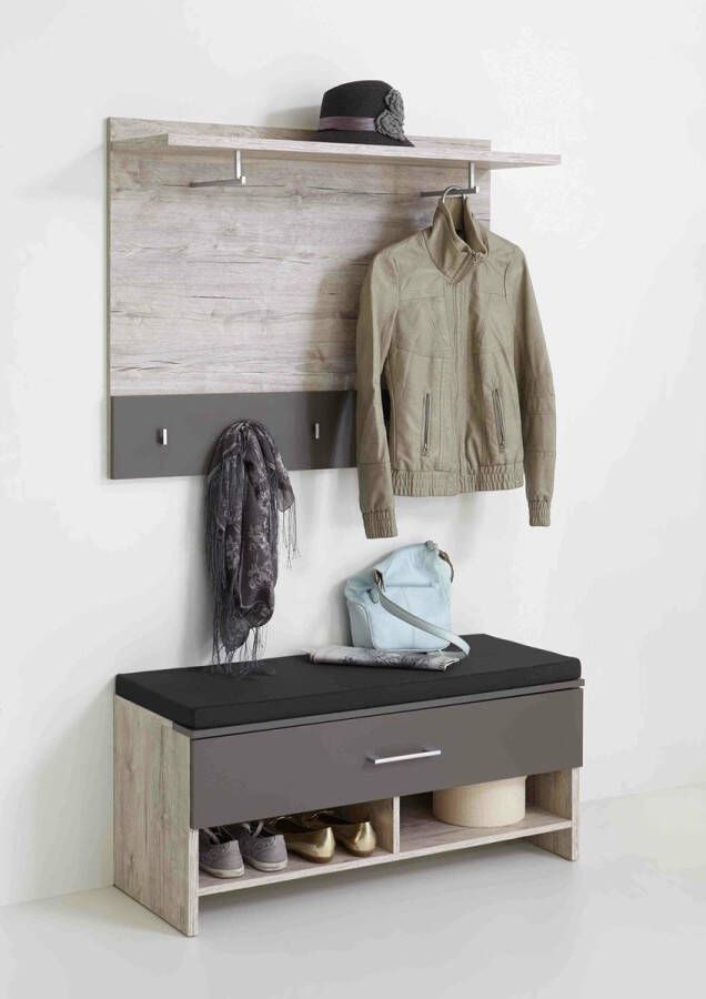 Halbank Georgia Lava Zandeiken 4 paar schoenen Breedte 100 cm Hoogte 42 cm Diepte 38 cm Met lades Zonder deuren