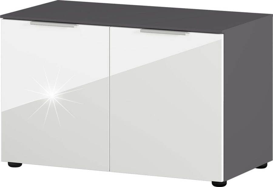 Halbank Seoul Wit Grafiet 8 paar schoenen Breedte 75 cm Hoogte 48 cm Diepte 40 cm Met openslaande deuren