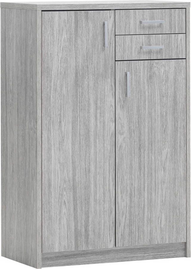 Halfhoge kast Roan Grijs Breedte 72 cm Hoogte 110 cm Diepte 36 cm Met lades Met planken Met openslaande deuren