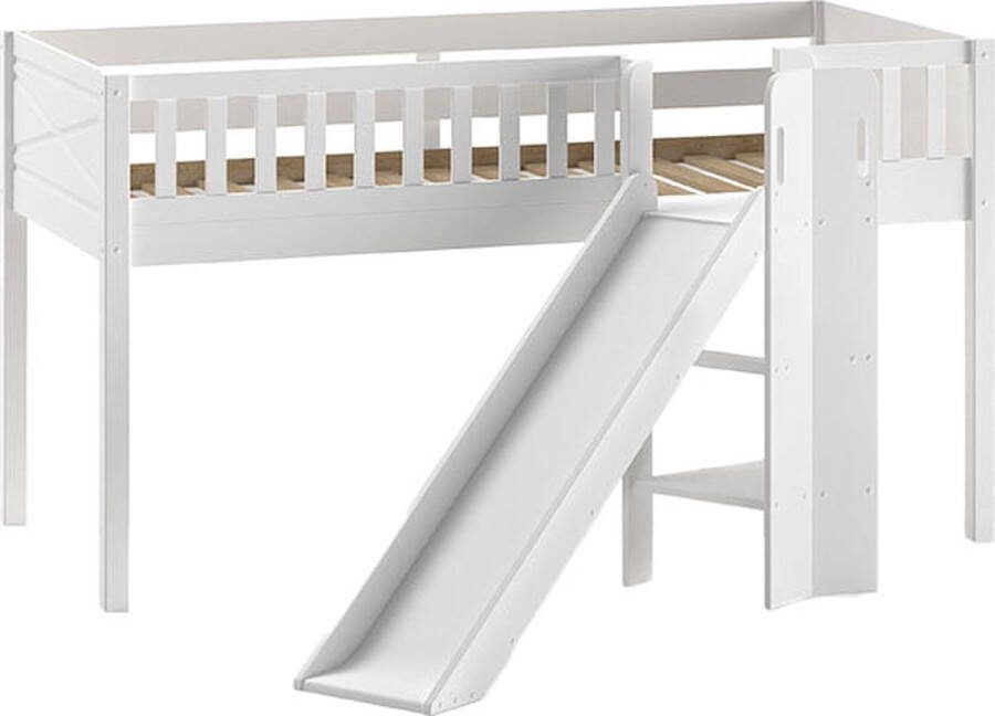 Halfhoogslaper Jonas Wit MDF Scandinavisch grenen Hoogte 114 cm