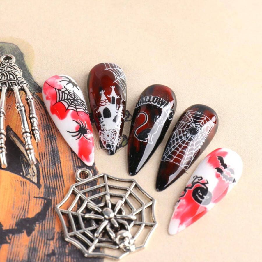 Halloween Glow in The Dark Nagelstickers 9 Vellen Nail Art Nagel Sticker Zelfklevende Decoratie Nageldesign