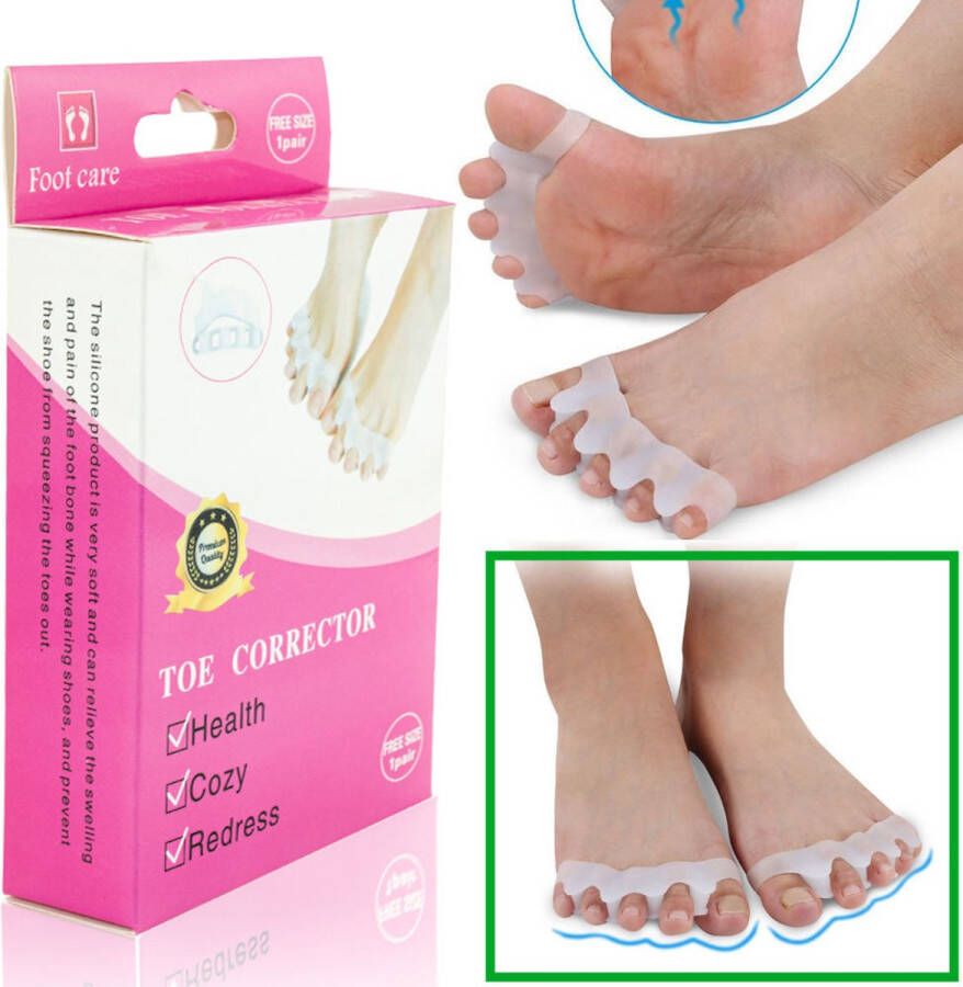 Decopatent Hallux valgus Teenspreider Teencorrector voor alle Tenen Grote teen Kleine teen Spreider Corrector One Size