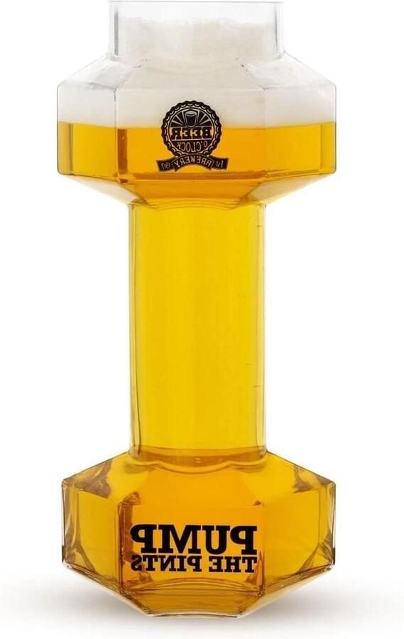 Halter Bierglas Nieuwigheid Gym Thema Vormige Enkele Lager Pint Glas Grote Clear 650ml