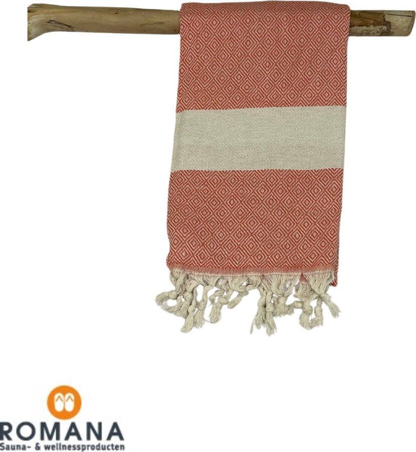 Merkloos Sans marque Hamamdoek | Diamond | Oranje | 100 x 180 CM | Strand | Sauna Wellness | Vakantie | Thuis