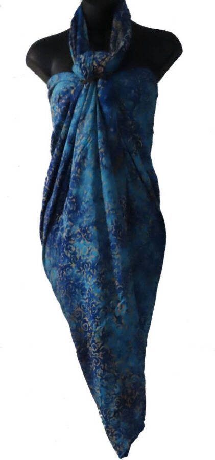 Merkloos Sans marque hamamdoek extra groot sauna doek extra groot pareo xxl sarong xxl sari figuren vlekken patroon lengte 115 cm breedte 220 cm kleuren blauw geelgoud lichtblauw dubbel geweven extra kwaliteit. picknickkleed strandlaken