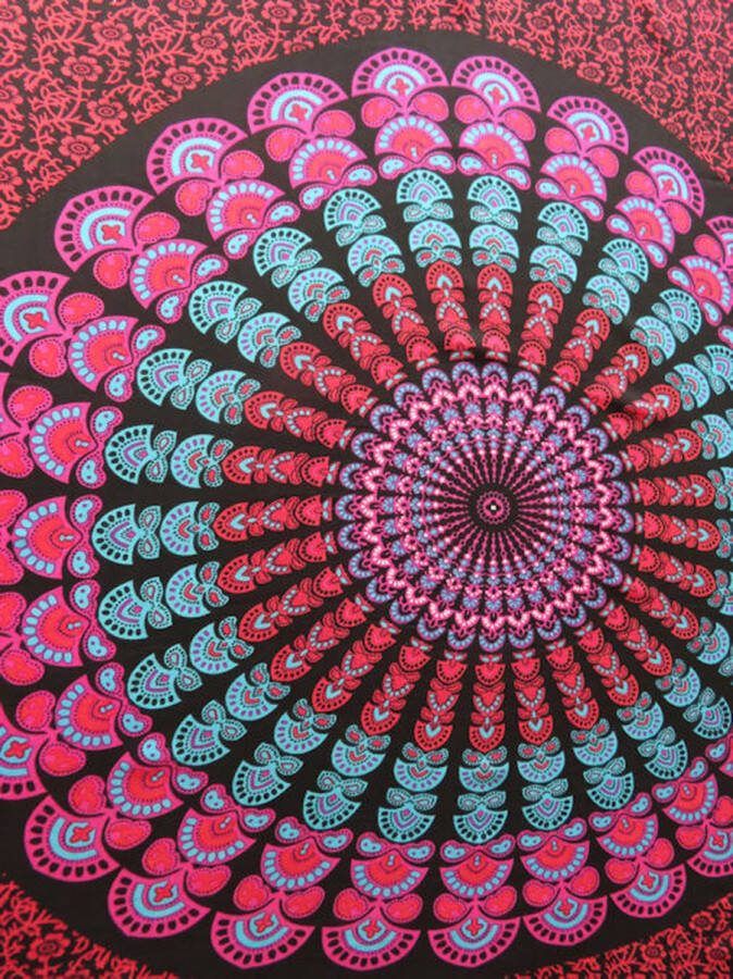 Hamamdoek pareo sarong bloemen olifanten palmbomen figuren patroon lengte 115 cm breedte 165 kleuren zwart rood oranje turquoise wit roze versierd met franjes