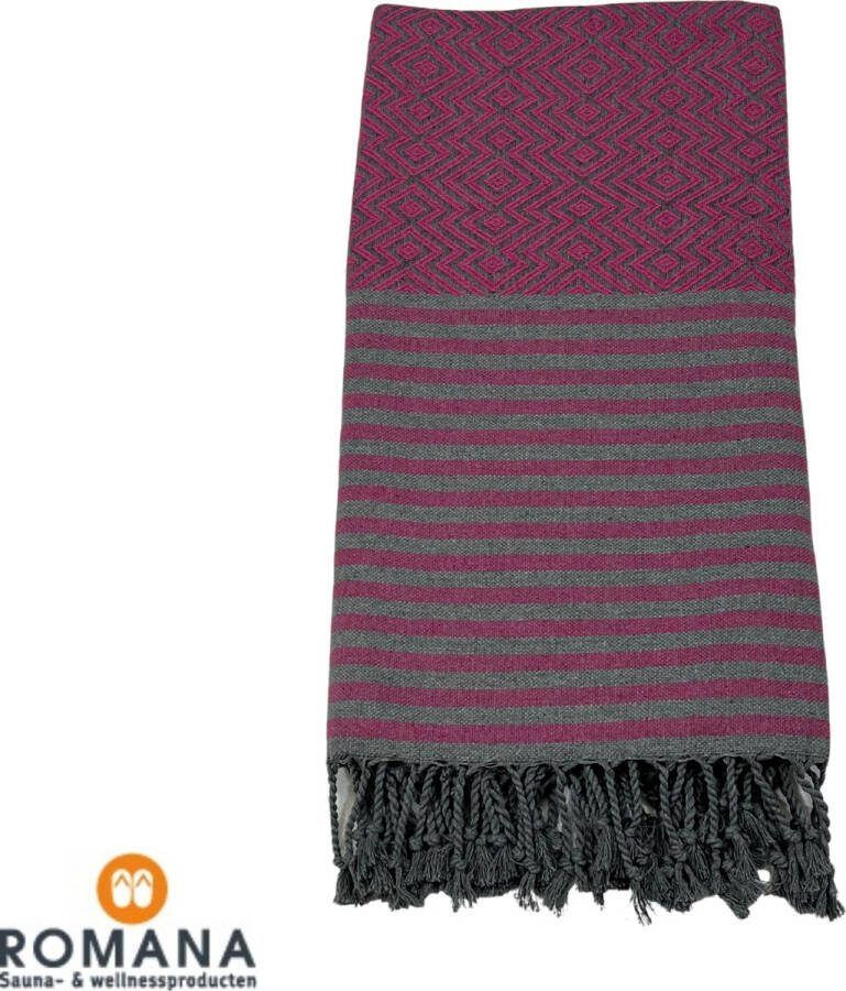 Merkloos Sans marque Hamamdoek | Saron | Antraciet Babyroze | 100 x 180 CM | Strand | Sauna Wellness | Vakantie | Thuis