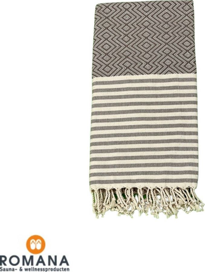 Merkloos Sans marque Hamamdoek | Saron | Taupe Silver | 100 x 180 CM | Strand | Sauna Wellness | Vakantie | Thuis