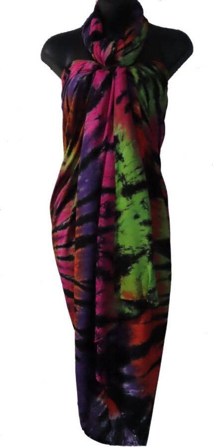 Merkloos Sans marque hamamdoek extra groot sauna doek extra groot pareo xxl sarong xxl sari picknickkleed wandkleed tafelkleed figuren vlekken patroon lengte 115 cm breedte 220 cm kleuren roze paars groen rood oranje dubbel geweven extra kwaliteit.