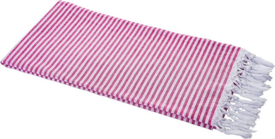 Hamamdoek strepen 90 x 180 cm roze 100% katoen I zeer lichte hamamdoek extreem klein pakformaat I extra dun Peshtemal Fouta absorberend en sneldrogend I zomerruit
