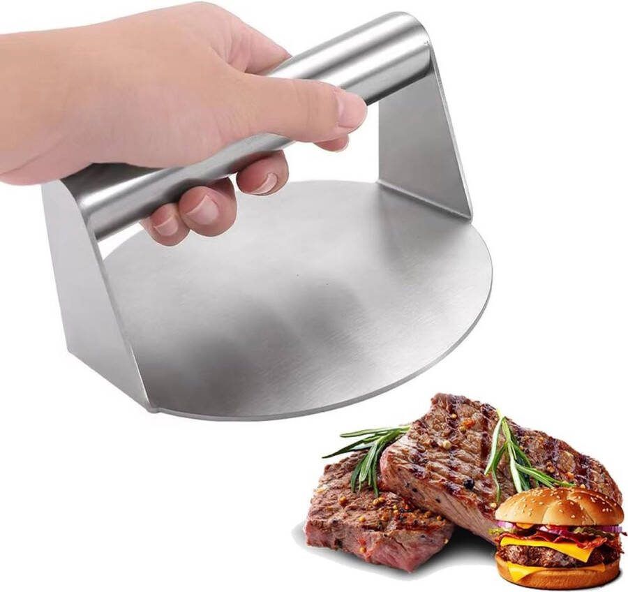 Hamburgerpers 16 cm roestvrij staal hamburgerpers roestvrij staal ronde hamburgerpers groot hamburgerpers grill voor grillen koken steaks anti-aanbaklaag