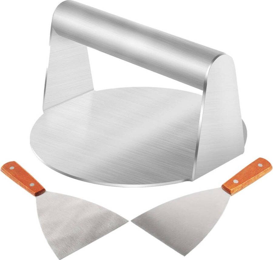 Hamburgerpers en spatel set 3 stuks 55 inch roestvrij staal hamburger Smash barbecue-accessoires
