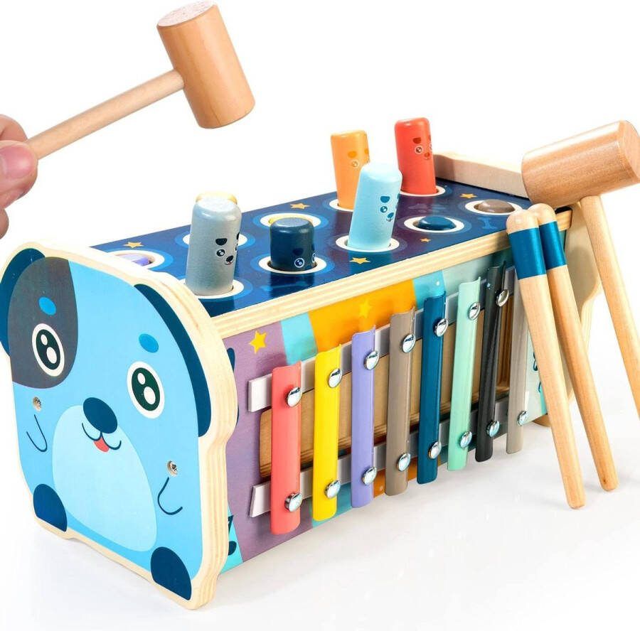 Hameren-beuken speelgoed educatieve haringen pond doolhof puzzel nummer sorteerder-muzikaal speelgoed met xylofoon hamers voor 3-4-5 jaar oude jongens en meisjes
