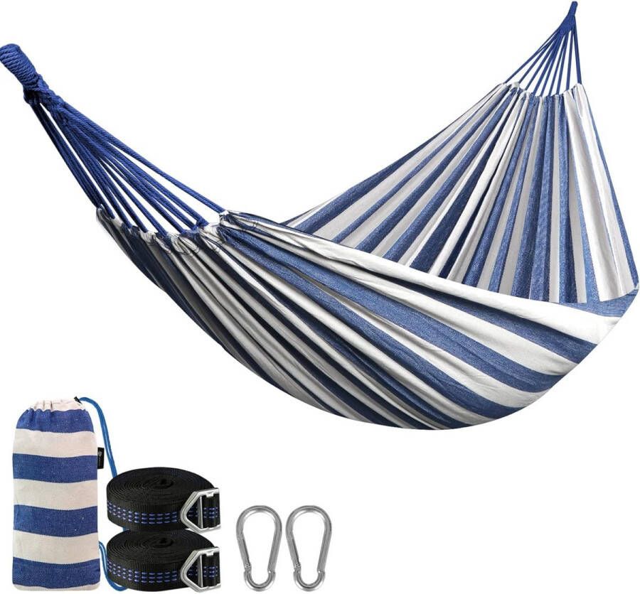 Hammock Outdoor Cotton Large Camping Hammock with Free Adjustable Straps Accessories Portable Hammocks with Carry Bag for Garden Patio Yard