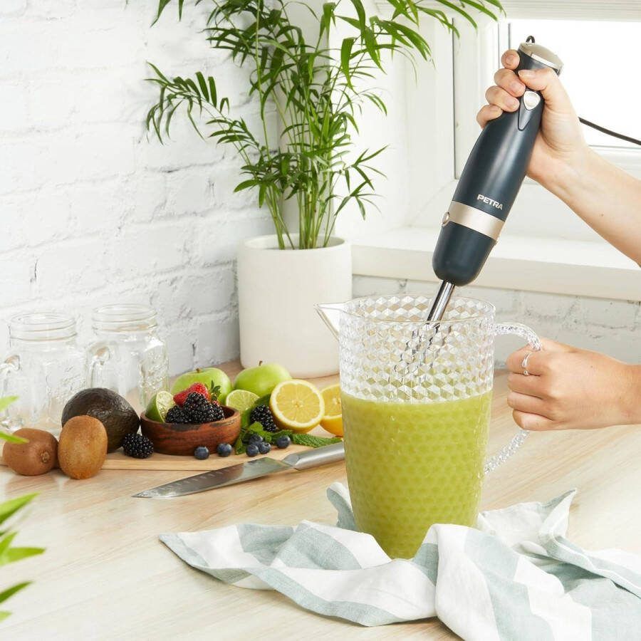Hand Blender Stainless Steel Rod Blade Electric Stick Blender 2 Speeds Detachable Compact Immersion Blender For Soups Smoothies Baby Food 600 W Grey Gold