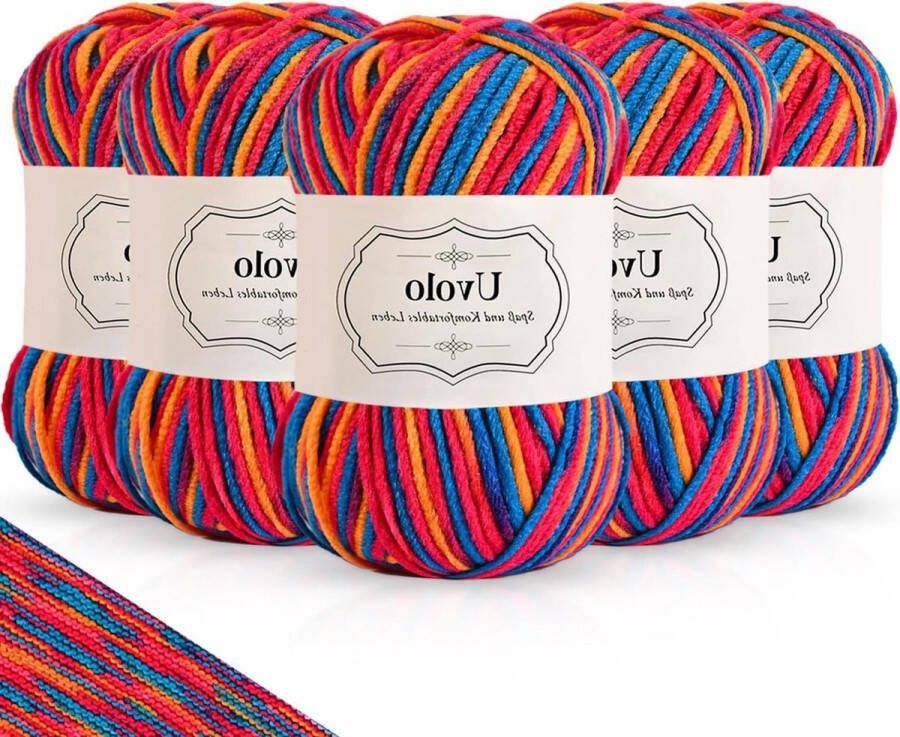 Handbreigaren kleurverloop 250 g haakgaren regenboog acrylgaren katoen meerkleurig garen haken knutselen 30 roze geel blauw