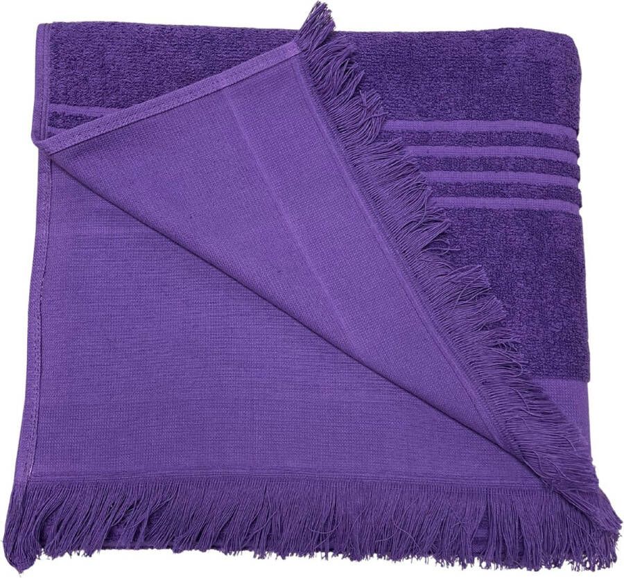 Merkloos Sans marque Handdoek | Hamamdoek met één zijde badstof | Terry | Paars | 100 x 170 CM