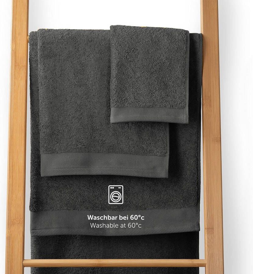 Handdoekenset 2 badhanddoeken 70x140 + 4 handdoeken 50x100 zacht en absorberend 100% katoen Oeko-Tex 100 gecertificeerd antraciet