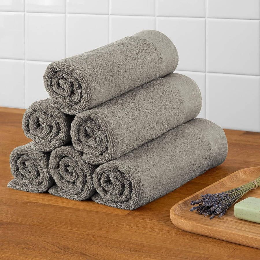 Handdoekenset 2 badhanddoeken 70x140 + 4 handdoeken 50x100 zacht en absorberend 100% katoen Oeko-Tex 100 gecertificeerd grijs