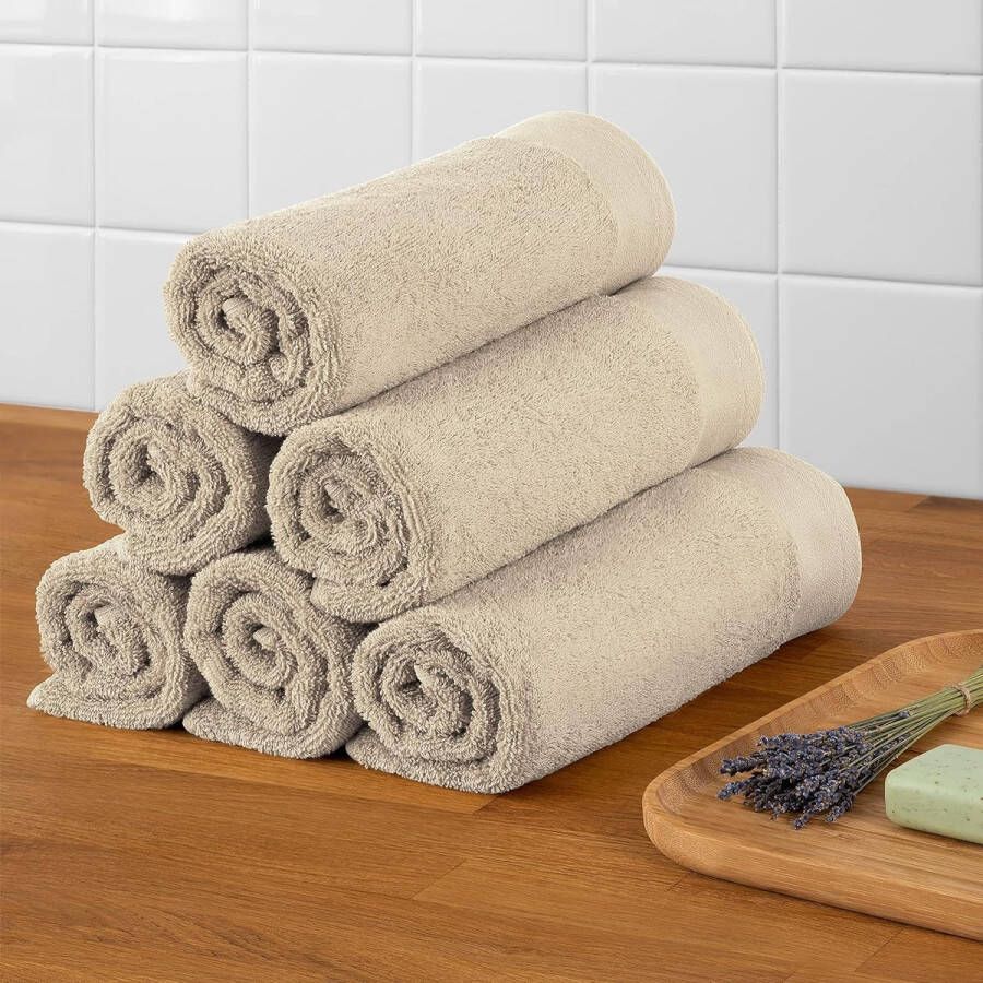 Handdoekenset 2 badhanddoeken 70x140 + 4 handdoeken 50x100 zacht en absorberend 100% katoen Oeko-Tex 100 gecertificeerd zand