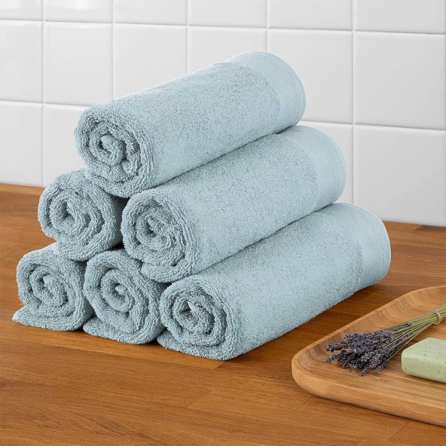 Handdoekenset 2 badhanddoeken 70x140 + 4 handdoeken 50x100 zacht en absorberend 100% katoen Oeko-Tex 100 gecertificeerd lichtblauw