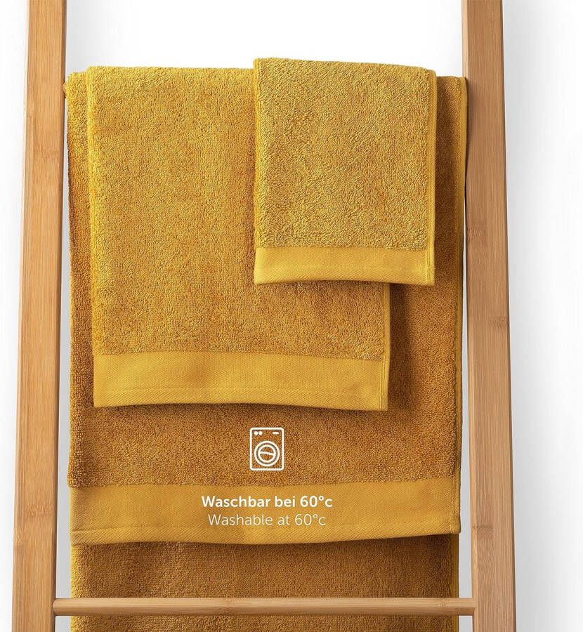 Handdoekenset 2 badhanddoeken 70x140 + 4 handdoeken 50x100 zacht en absorberend 100% katoen Oeko-Tex 100 gecertificeerd mosterd