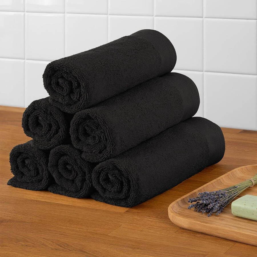 Handdoekenset 2 badhanddoeken 70x140 + 4 handdoeken 50x100 zacht en absorberend 100% katoen Oeko-Tex 100 gecertificeerd zwart