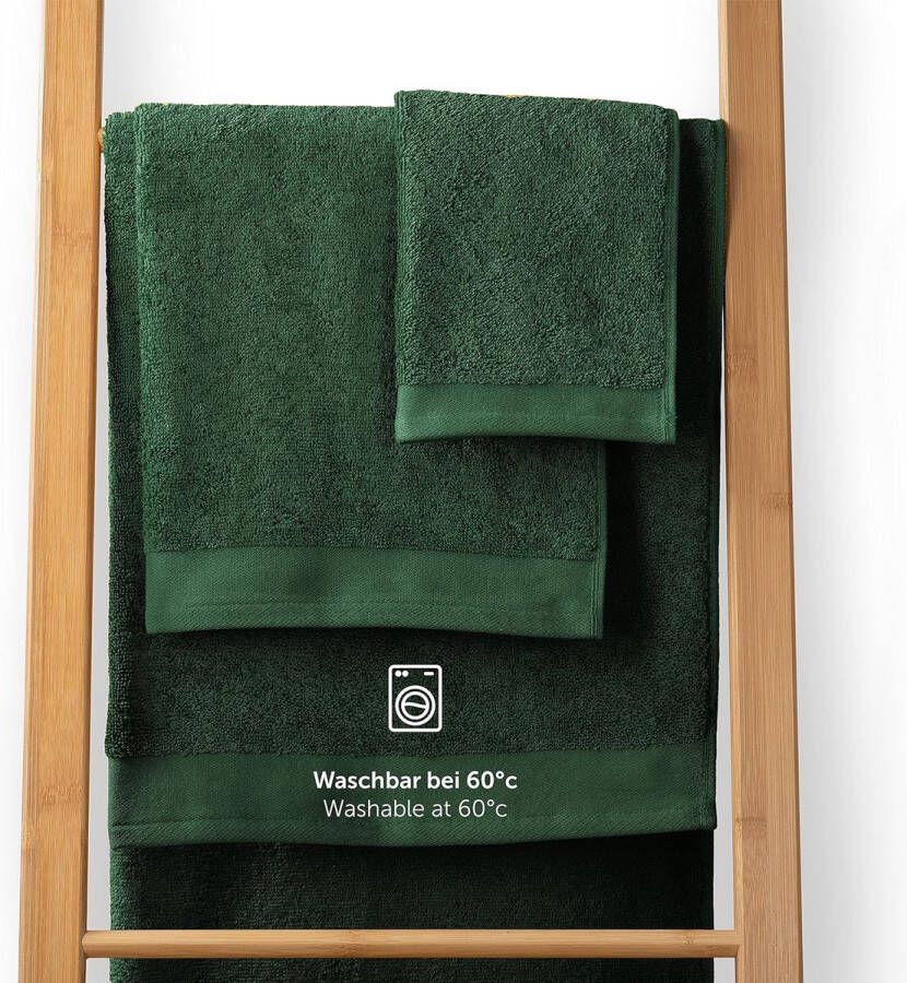 Handdoekenset 2 badhanddoeken 70x140 zacht en absorberend 100% katoen Oeko-Tex 100 gecertificeerd donkergroen