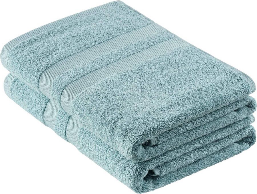 Handdoekenset 2 badhanddoeken zacht en absorberend 100% katoen Oeko-Tex 100-gecertificeerd (2 badhanddoeken 70 x 140 cm turquoise)